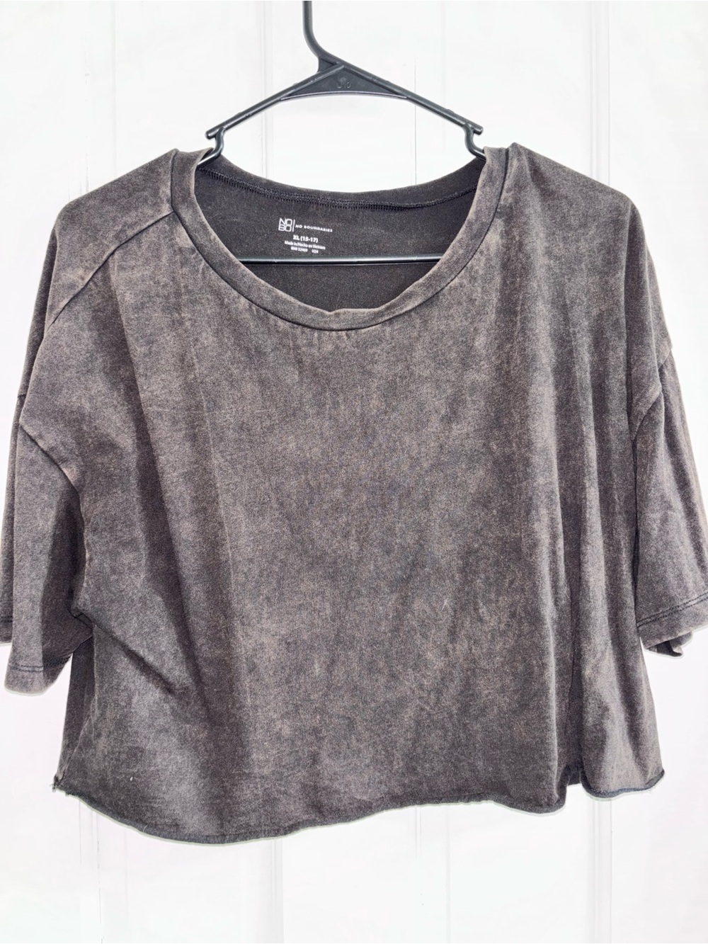 No Boundaries Washed Black Cropped Tee